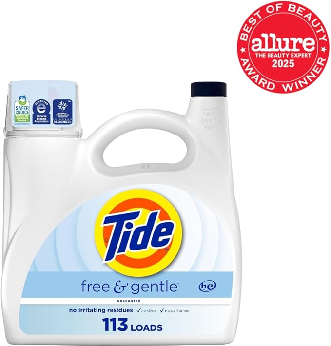 Tide Free & Gentle Liquid Laundry Detergent, 113 Loads, 149 fl oz, Tide Laundry Detergent, Clean Laundry Detergent