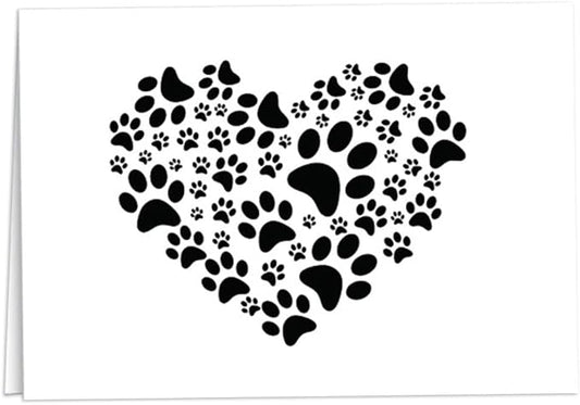 12 Paw Print Note Card Stationary - Thank You Cards With Envelopes- Dog, Cat, or Themed Blank Cards - Pet Sympathy Gifts for All Occasions -