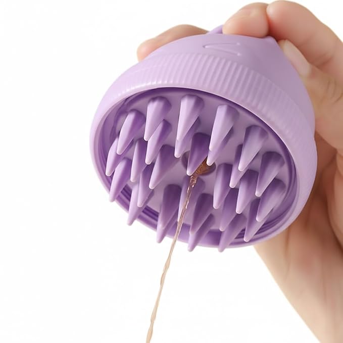 Silicone Cat Bath Brush – Pet Bathing Tool with Integrated Shampoo Dispenser, Soft Massage Brush for Cats & Small Pets, Hygienic and Durable Grooming Solution (Purple)