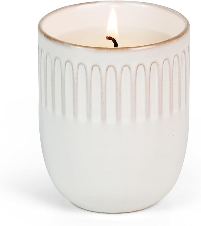 Scented Candle, 9oz White Soy Candles, Lavender Scented Candles for Women & Men, Long-Lasting Aromatherapy Jar Candle Wax for Home, Bathroom, Non Toxic Candle Gift (Ceramic Cup 7)