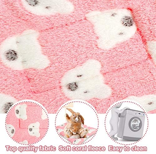 Jetec 3 Pcs Bunny Guinea Pig Beds Soft Bunny Mats Warm Guinea Pig Mat Small Animal Winter Bed Pads Fleece Sleeping Pads for Indoor Rabbit Hamster Squirrel Hedgehog Chinchilla Ferret(Bear)