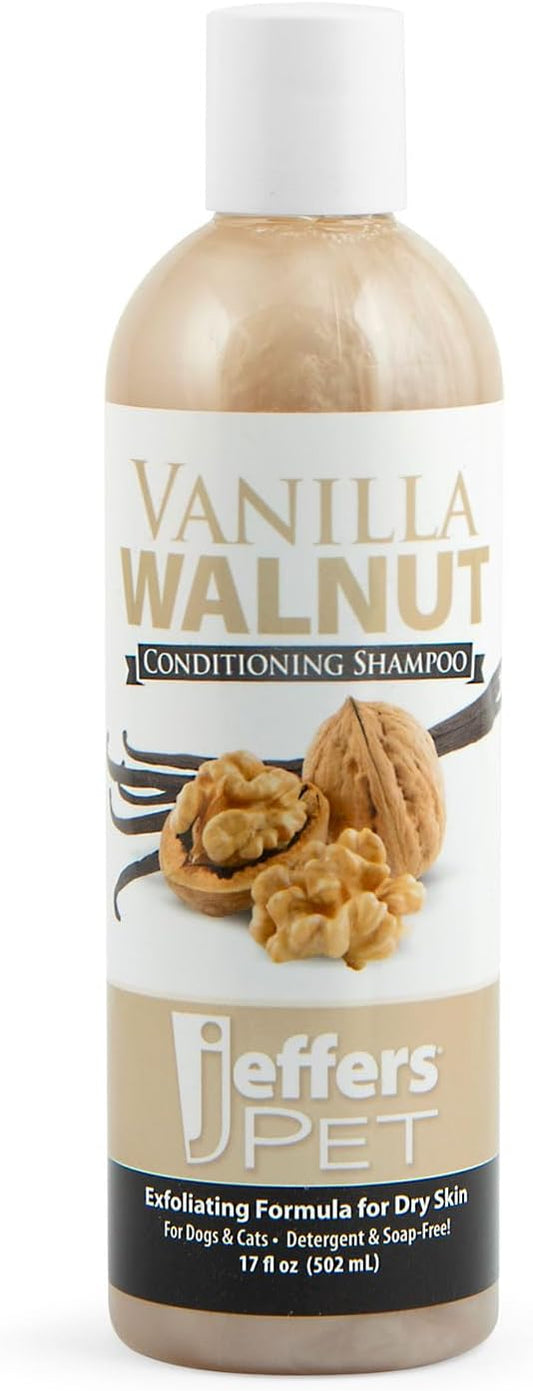 Jeffers Pet Vanilla Walnut Conditioning Shampoo for Dogs & Cats, 17 oz – Moisturizing, Soap Free Formula with Coconut & Vanilla Extract for Soft, Healthy Coat, Home Pet Care, Fresh Scent
