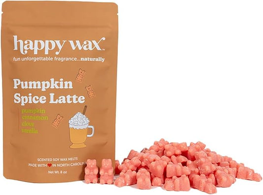 Happy Wax Pumpkin Spice Latte Bear Melts - Natural Fall Scented Soy Wax Infused with Essential Oils for Warmers (8 oz Pouch)