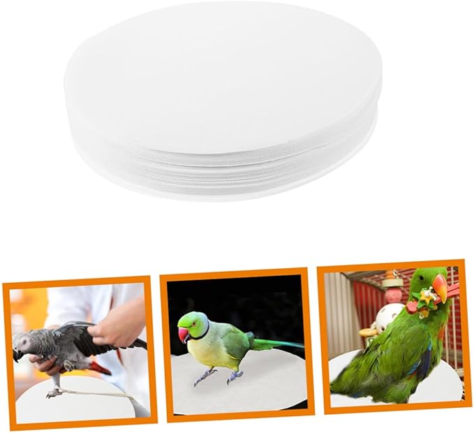 100pcs Round Bird Cage Liners Absorbent Parakeet Cage Cushions for Pet Birds Breathable Non-Toxic Accessories Easy Cleanup and Leak-Resistant Pads for Parrots