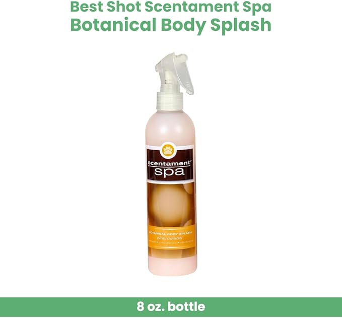 Best Shot Scentament Spa Botanical Body Splash, Body Spray Conditioner for Pets, Cat and Dog Cologne Spray, Alcohol-Free, Ready-to-Use Detangler Spray, Pina Colada, 8 Oz.