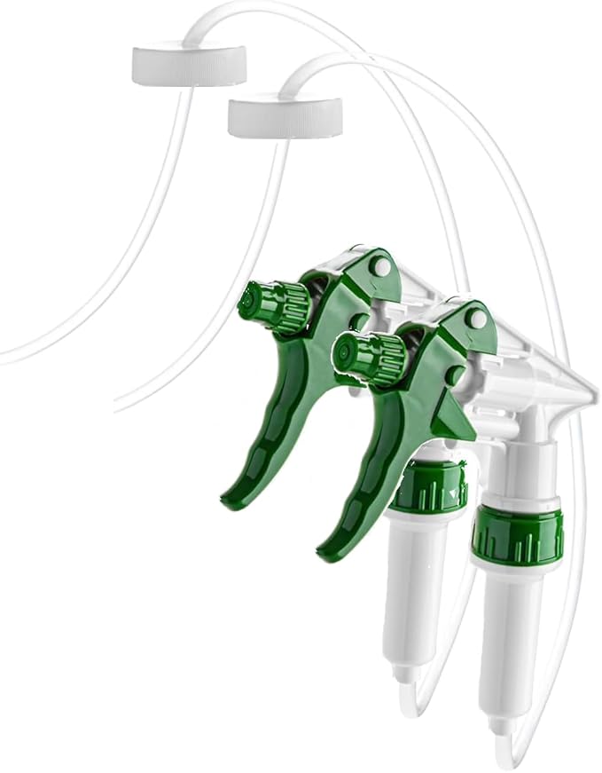 1 Gallon Pump Sprayer with 3 Foot Extended Hose - Long Reach Garden & Plant Hand Trigger Spray Nozzle - Fits 38-400 Closure Bottles & Jugs - 2 Pack