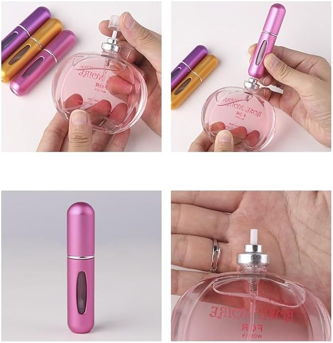 Portable Perfume Storage Bottle Refillable atomizer spray compact travel size up to 70 sprays easy refill fine mist TSA approved leak proof (Pink)