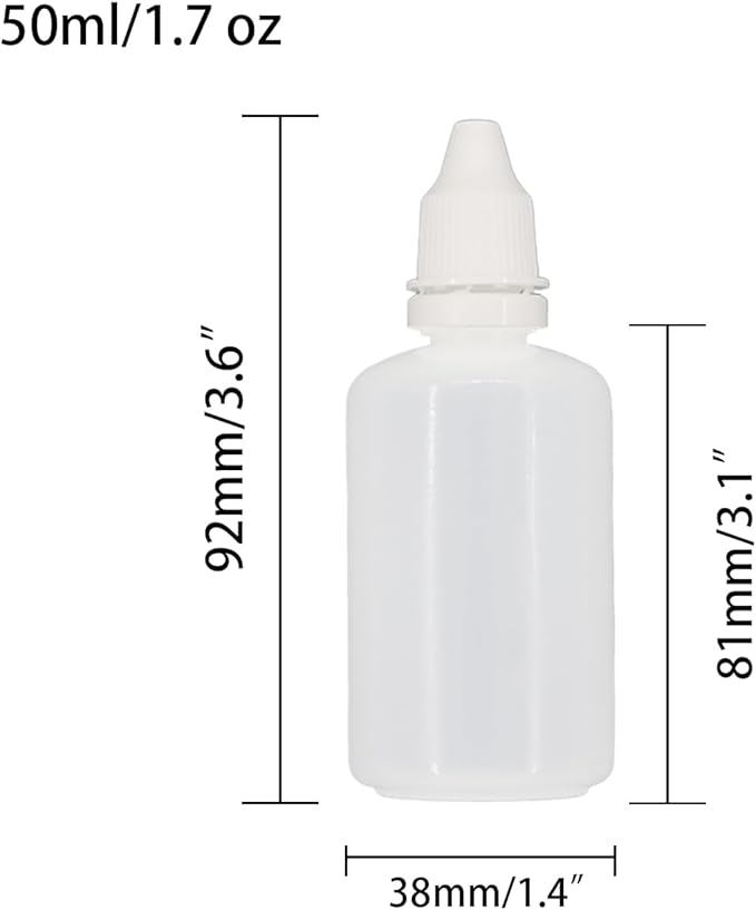 12 Pcs Dropper Bottles, 50ml/1.7 oz Empty Squeezable Small Mouth Dropper Bottle, Liquid Dropper Bottle with White Cap