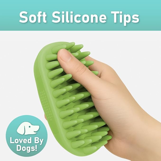 PetBox Heavy-Duty Grooming Brush for Dogs and Cats - Silicone Tool for Shedding, Massaging, and Bath Washing to Remove Hair, Fur, Soap and Debris