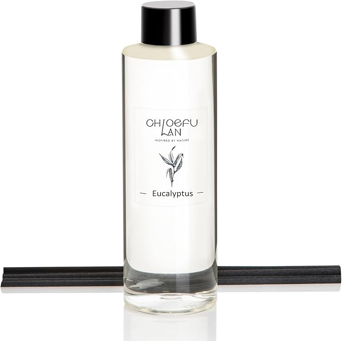 Chloefu LAN Eucalyptus Diffuser Refill Scented Oil 6.76 fl oz Natural Essential Oil - Best for Farmhouse Bathroom Decor, Air Diffuser, 0% Alcohol, Non Toxic Air Freshener