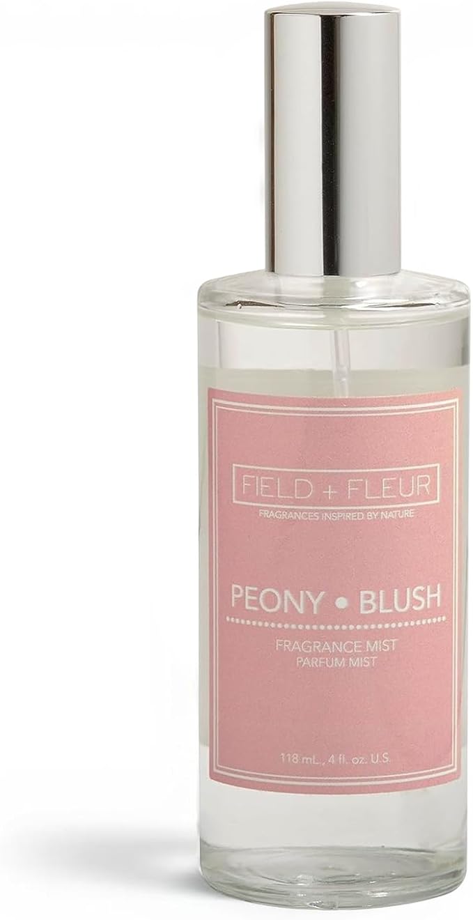 FIELD FLEUR Natural Room and Linen Spray, Non-Toxic Fragrance Mist With scents of Floral, Citrus, Aquatic Woods Notes – Long-Lasting Room Spray for Home, Bedding – Made in USA, 4oz – Peony Blush