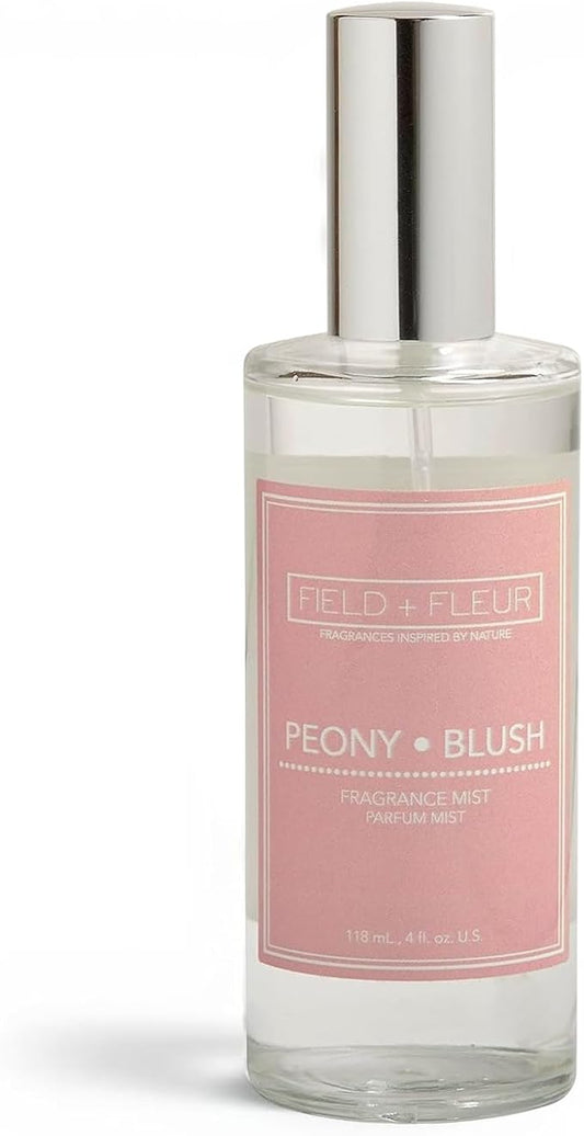 FIELD FLEUR Natural Room and Linen Spray, Non-Toxic Fragrance Mist With scents of Floral, Citrus, Aquatic Woods Notes – Long-Lasting Room Spray for Home, Bedding – Made in USA, 4oz – Peony Blush