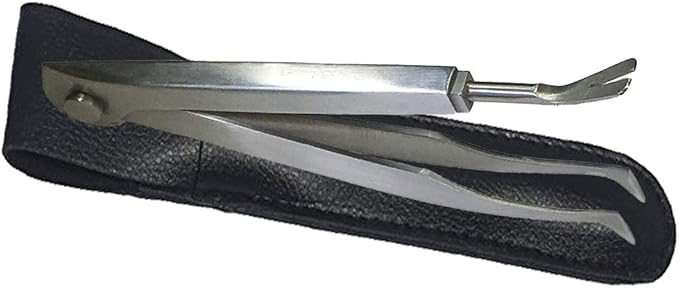 eTradewinds Tick Remover Tool Kit Tweezers & Tick Identifier Card - Hygienic All Stainless Steel Tick Removal Instrument Ideal for Human, Dog, Cat & General Pet Tick Puller w/Leather Case