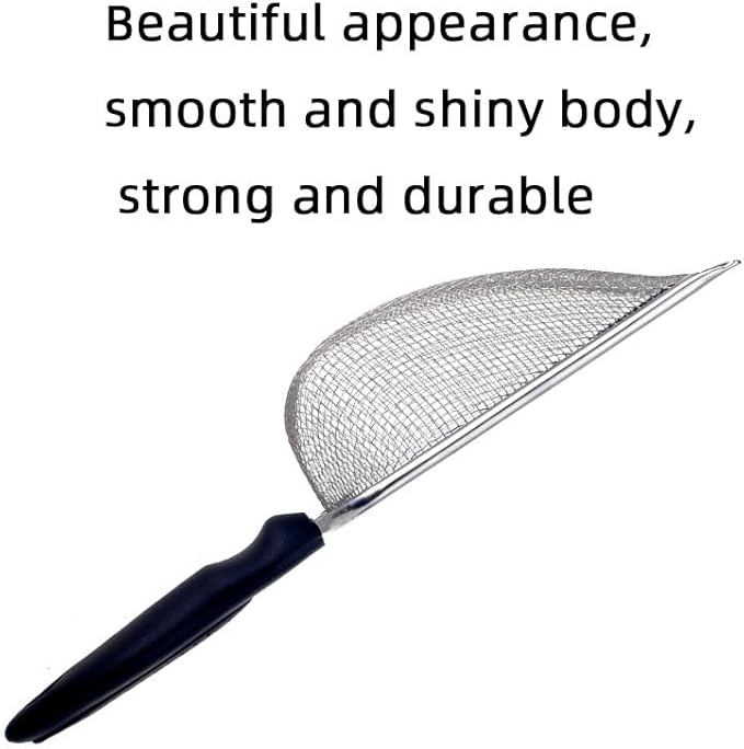 HLMOptimo Cat Litter Scoop Stainless Steel Mesh Scooper Long Handle Deep Shovel Non-Stick Coated Metal Litter Scoop for Litter Box Kitten Pooper Lifter (Cyan, 2 mm mesh)