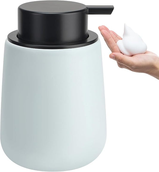 Soap Foaming Dispenser Ceramic with Easy-to-Press Pump Hand Foam Dispenser for Shampoo Bathroom Kitchen 12 oz