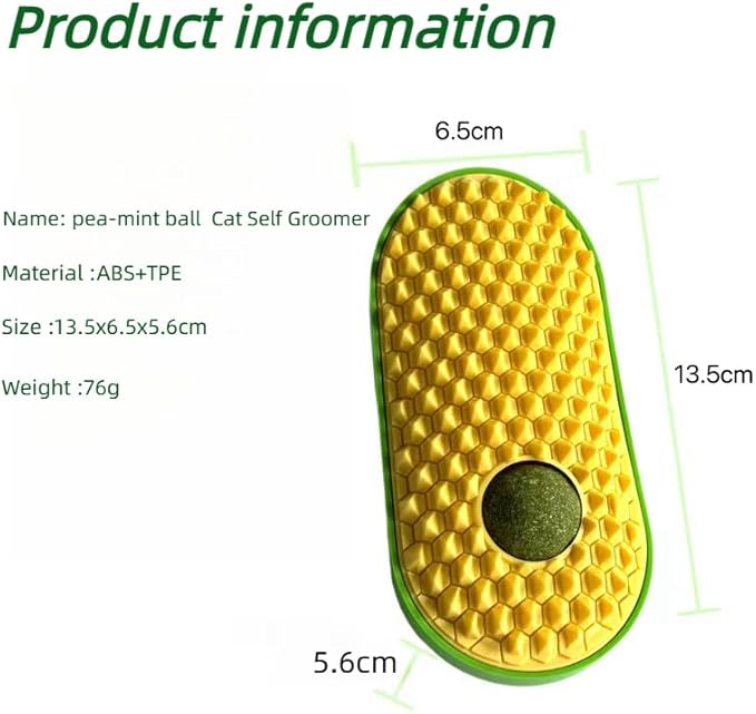 Self Grooming Tool with Catnip, Wall Corner Scratcher, Massage Brush for Long & Short Fur Cats and Puppies