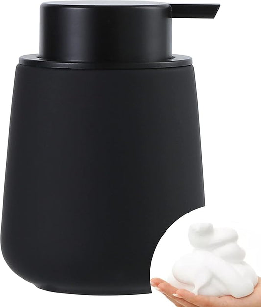 BosilunLife Foam Hand Soap Dispenser - 12 oz Bathroom Lotion Hand Pump Dispenser Black Foaming Hand Soap Dispenser Ceramic Dish Liquid Dispenser for Kitchen Hand Wash Dispenser (Rubber Paint)