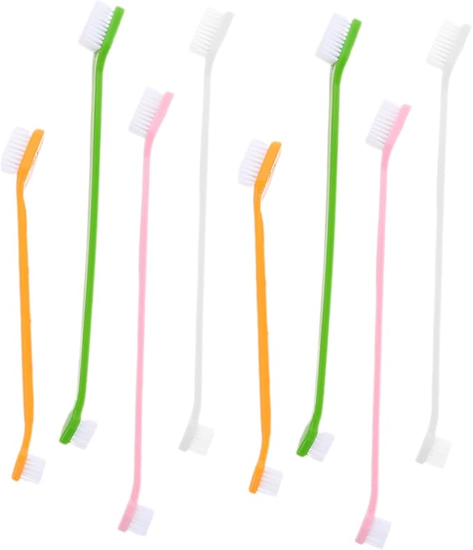 8pcs Dual-Head Dog Toothbrushes Set Soft Bristle Oral Care for Dogs Puppy Toothbrush Ergonomic Handle Dental Hygiene Kit for Small and Large Breeds