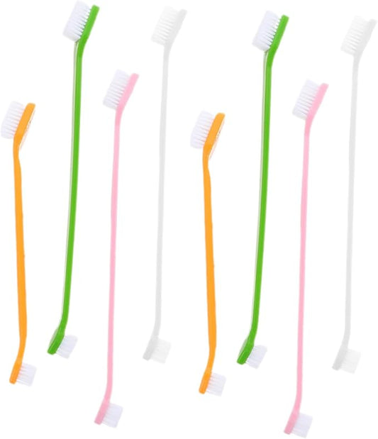 8pcs Dual-Head Dog Toothbrushes Set Soft Bristle Oral Care for Dogs Puppy Toothbrush Ergonomic Handle Dental Hygiene Kit for Small and Large Breeds