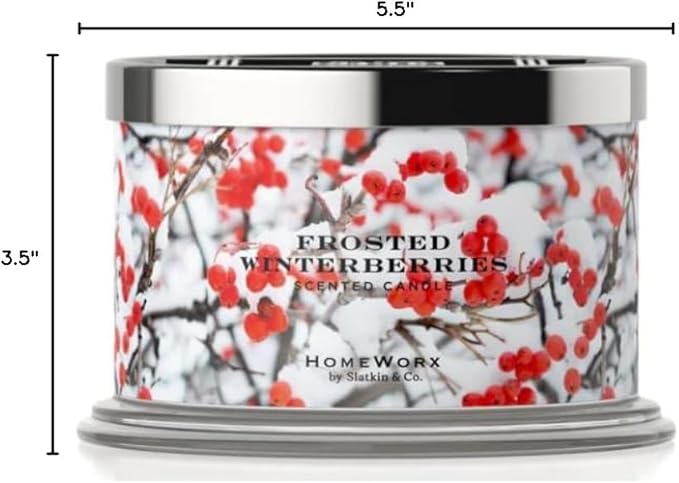 HomeWorx by SLATKIN + CO. Candle- Frosted Winterberries, 18 oz. Premium Scented Candle - 30-55 Hours Burn Time