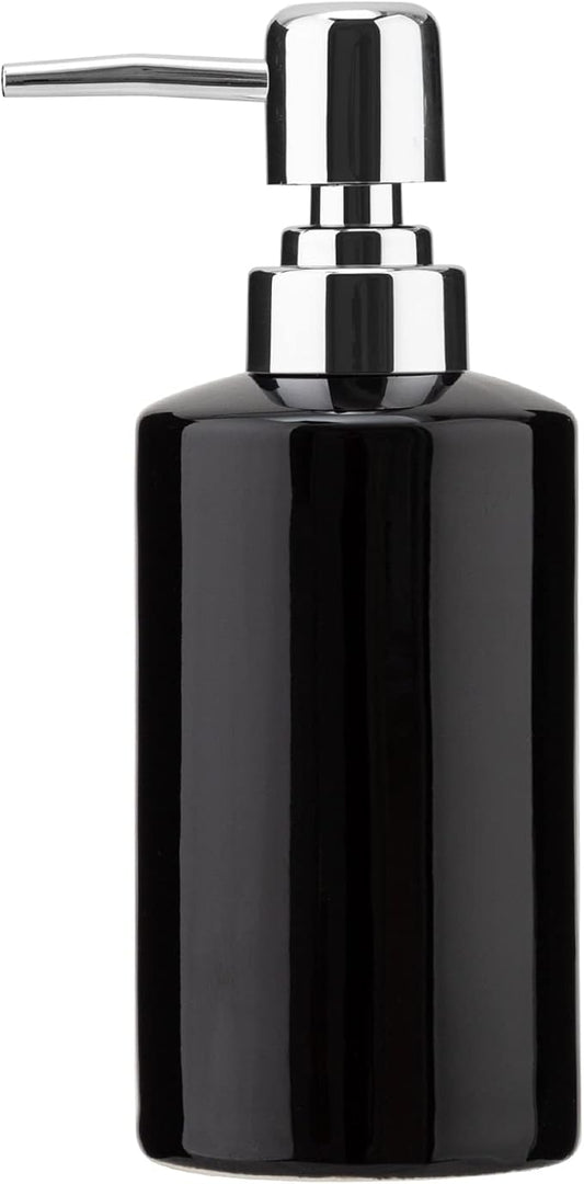 FE Soap Dispenser, 300ml/10oz Ceramic Liquid Soap Pump Dispenser, Refillable Dish Soap Dispenser for Kitchen Bathroom Washroom (Black)