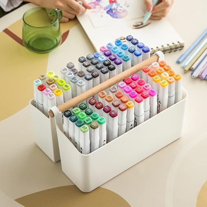 Large Portable Caddy Tote with Handle, Plastic Craft Storage Organizer Basket with Adjustable Divided for Art Supplies, Sewing, Colored Pencils, Makeup-Yellow