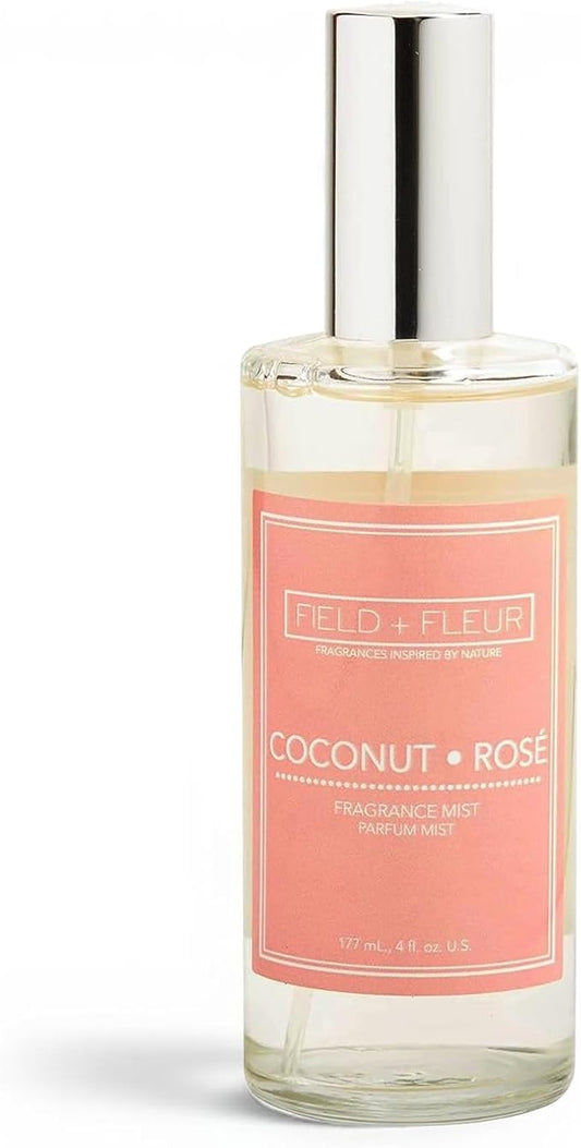 FIELD FLEUR Natural Room and Linen Spray, Non-Toxic Fragrance Mist with Scents of dewy fruits, green citrus, jasmine & white flowers– Long-Lasting Room Spray for Home – Made in USA, 4oz - Coconut Rose
