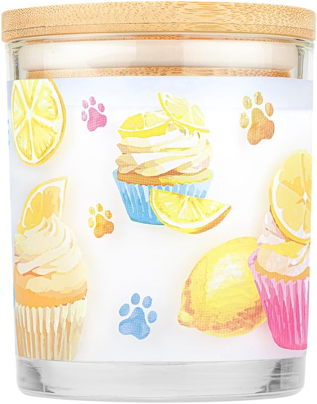 One Fur All Pet House Lemon Scented Candle Plant-Based Clean Burning and Long Lasting Pet Air Freshener for Home - Lemon Cupcake, 2 Pack,