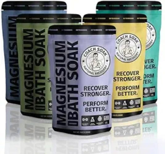 5 Pack Bundle: Coach Soak Recovery Bath Soak, Epsom Salt Bulk, Bath Salts Bulk, 5 Pack Bundle - Total of 15 Pounds (Mixed Bundle)