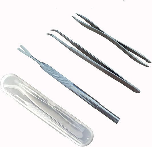 3 in 1 Tick Remover Kit, Stainless Steel Tick Remover Tweezers Tick Remover Tools Set for Pet Dog, Cat, Human with Storage Box