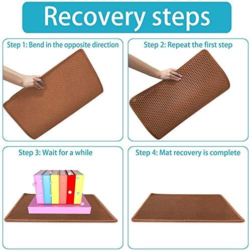 Large Cat Litter Box Mat: Easy Clean Kitty Litter Trapping Mat for Floor, Plastic Cat Box Pad (24 * 30in-Brown-1)