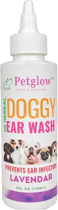 Petglow Dog Ear Cleaner, Gentle Wax Remover, Gentle Ear Cleaning Drops, Effective Ear Drops for Itch, Odor, Aloe Vera and Turmeric Ear Cleaning Solution for Dogs, Cruelty-Free