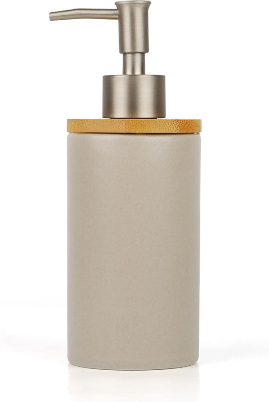 Ceramic Soap Dispenser Hand Soap Dispenser Refillable Liquid Great for Kitchen and Bathroom Decorative (Grey)