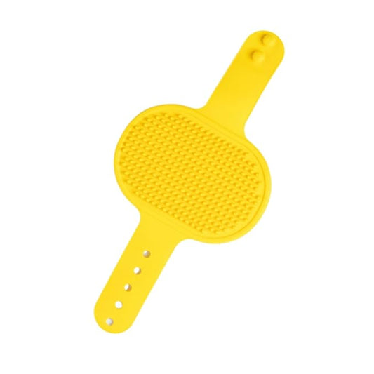 Silicone Dog Bath Brush – Soft Pet Scrubber for Bathing & Grooming – Shampoo Brush for Dogs, Cats & Puppies – Adjustable Strap – Choose from 5 Colors (Yellow)