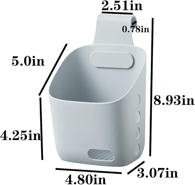 LeleCAT Plastic Hanging Basket Kitchen Storage organizer, Basket with Detachable hook, Hang it behind a door or on a railing, Over the Cabinet Door (Grey, Small-2 Pack)