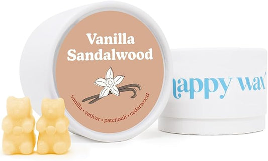 Happy Wax Vanilla Sandalwood Scented Bear Wax Melts - Natural, Non-Toxic Infused Essential Oils. Scented Soy Wax Melts For Warmers (4 oz Tin).