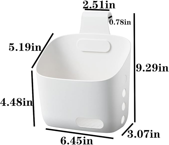 LeleCAT Plastic Hanging Basket Kitchen Storage organizer, Basket with Detachable hook, Hang it behind a door or on a railing, Over the Cabinet Door (White, Large-2 Pack)