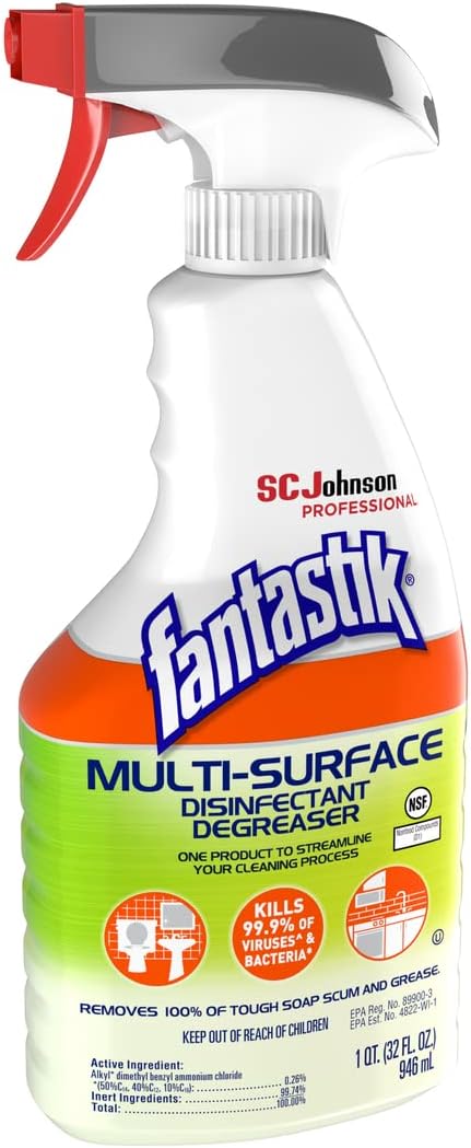 SC Johnson Professional, Fantastik Multi-Surface Cleaner & Disinfectant Spray Bottle, 32 Oz, Pack of 8