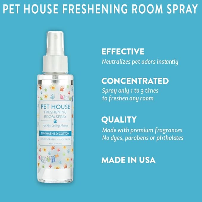 One Fur All Pet Air Freshener 4 OZ Concentrated Room Spray for Pet Odor, Sunwashed Cotton, Pack of 1