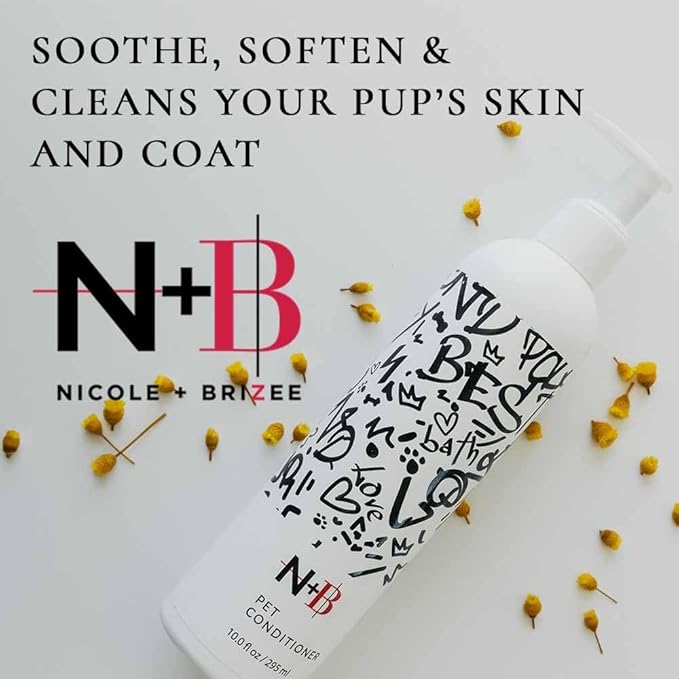N+B Pet Conditioner for Dogs, Cats & Household Pets | Made w/Organic, Natural Ingredients | Enhance Coat & Fur’s Natural Shine | Anti-Itch, Hypoallergenic, Eliminates Odor | 10oz