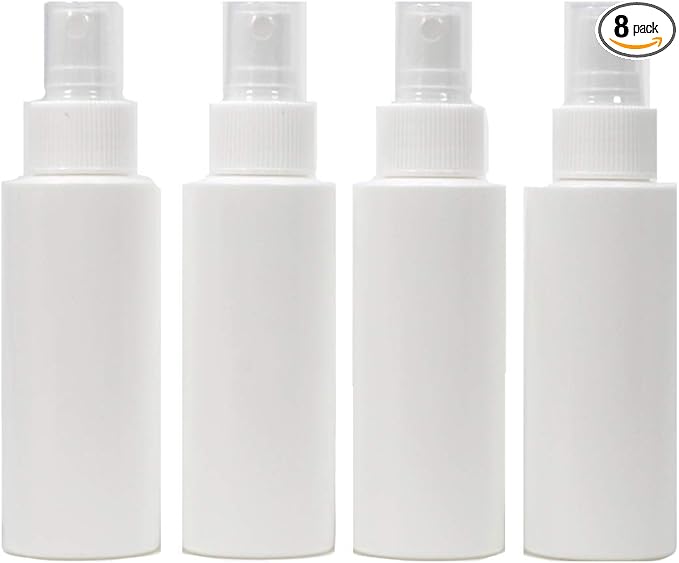 Plastic Spray Bottle Fine Mist 3.38 Oz – Refillable, Reusable, Portable Sprayer, Travel Size, Leak Proof for Household Use, Essential Oil, Cleaning Solution and Perfume (8 Pack, 100 ml)