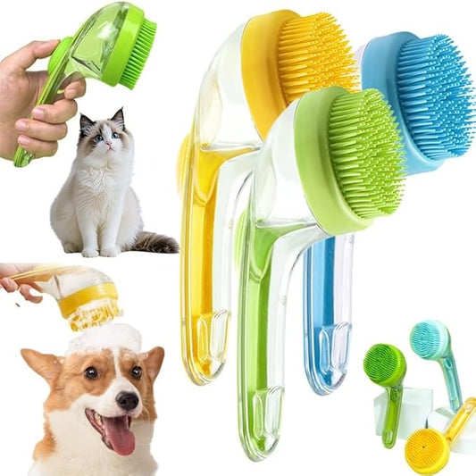 Bath Brush for Dogs with Soap Dispenser, 2025 New Dog Scrubber for Bath, 2 in 1 Dog Bath Brush with Built-In Shampoo Dispenser, Pet Wash Brush for Grooming, For Long Short Haired (3pcs Mix)