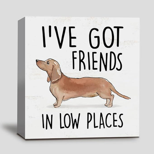 Dachshund Gifts For Women, Wiener Dog Gifts For Christmas, Dachshund Wiener Dog Decorations, Wood Sign for Farmhouse Bathroom Decor Kitchen Dining Room Decor, 5 x 5 Inch