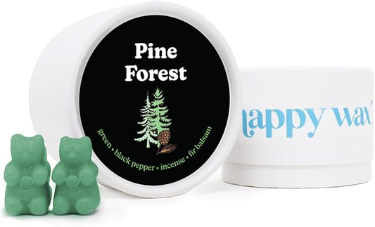 Happy Wax Pine Forest Scented Bear Wax Melts - Natural Strong Woodsy Scented Wax Melts Infused w/Essential Oils - Non Toxic Wax Melt. Scented Soy Wax Melts for Warmers (4 oz Tin)