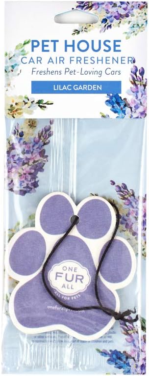 Pet House Car Air Freshener by One Fur All, Pack of 4 – Lilac Garden - Non-Toxic Auto Air Freshener, Pet Odor Eliminating Air Freshener for Car, Ideal for Small Spaces, Dye Free Dog Car Air Freshener