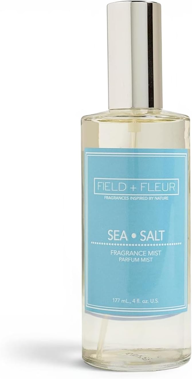 FIELD FLEUR Natural Room and Linen Spray, Non-Toxic Fragrance Mist with Lemon, Jasmine & Rosewater – Long-Lasting Room Spray for Home, Bedding, Pillow, Sheets – Made in USA, 4oz - Sea Salt