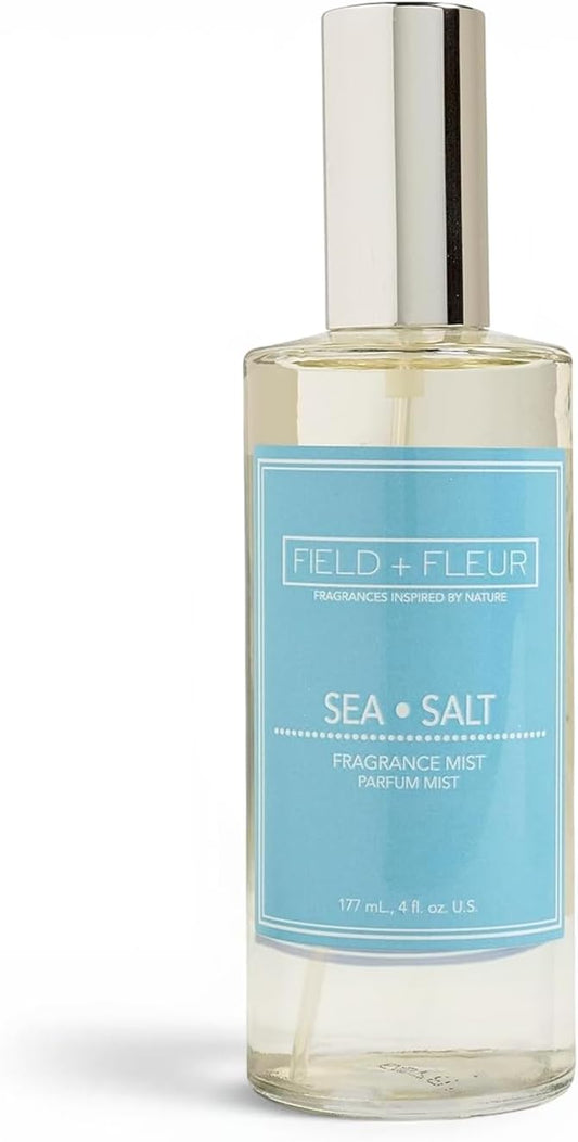FIELD FLEUR Natural Room and Linen Spray, Non-Toxic Fragrance Mist with Lemon, Jasmine & Rosewater – Long-Lasting Room Spray for Home, Bedding, Pillow, Sheets – Made in USA, 4oz - Sea Salt