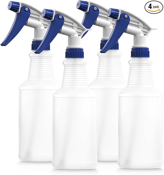 Bar5F Set of 4 Premium Empty 16 oz Spray Bottles, NBR Gasket - Superior Hydrocarbon Resistance - Ideal for Auto Detailing & Industrial Cleaning