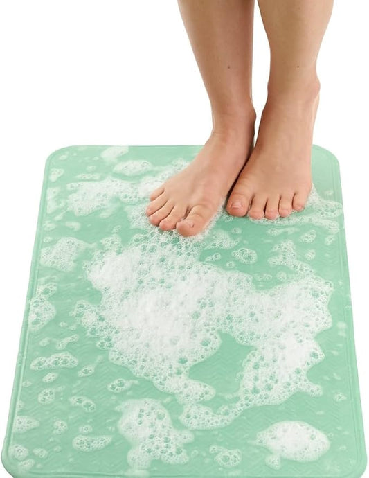 ENKOSI Non Slip Shower Mat – Bath Mat for Tub and Shower Floors – Anti Slip Bathtub Mat with Strong Suction Cup Grip – Soft, Green Bathroom Mat for Inside Bath and Shower Floors (28x16 Aqua Green)
