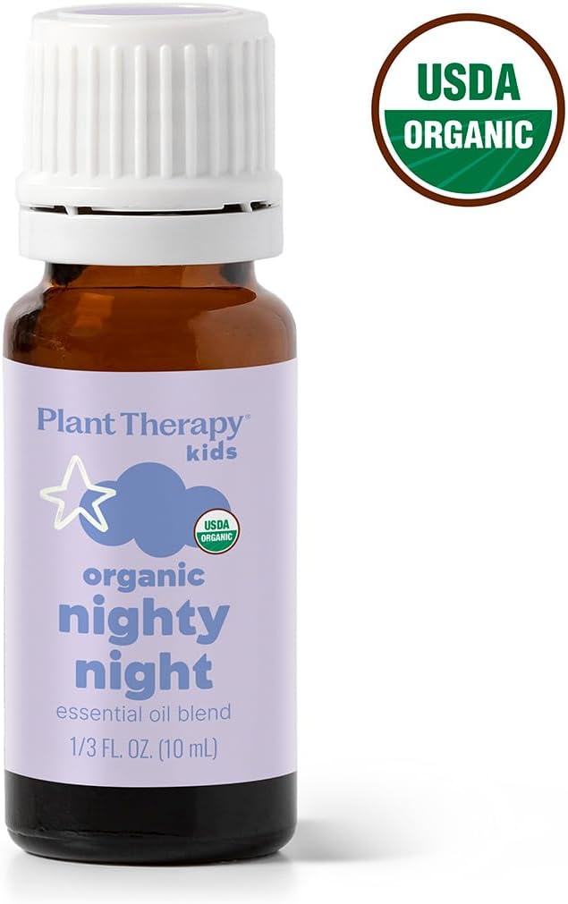 Plant Therapy KidSafe Organic Nighty Night Essential Oil Blend for Sleep 10 mL (1/3 oz) 100% Pure, Undiluted, Therapeutic Grade